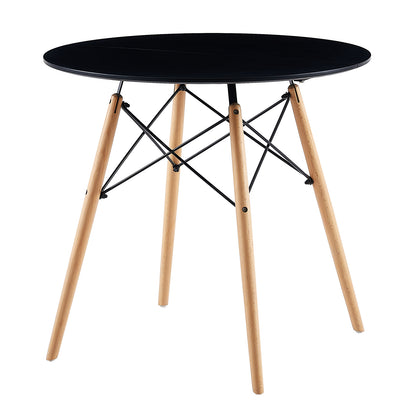 RAY 80cm Circle Splicing Dining Table With Beech Legs-Black