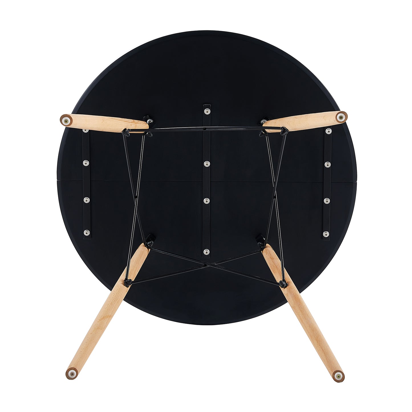 RAY 80cm Circle Splicing Dining Table With Beech Legs-Black