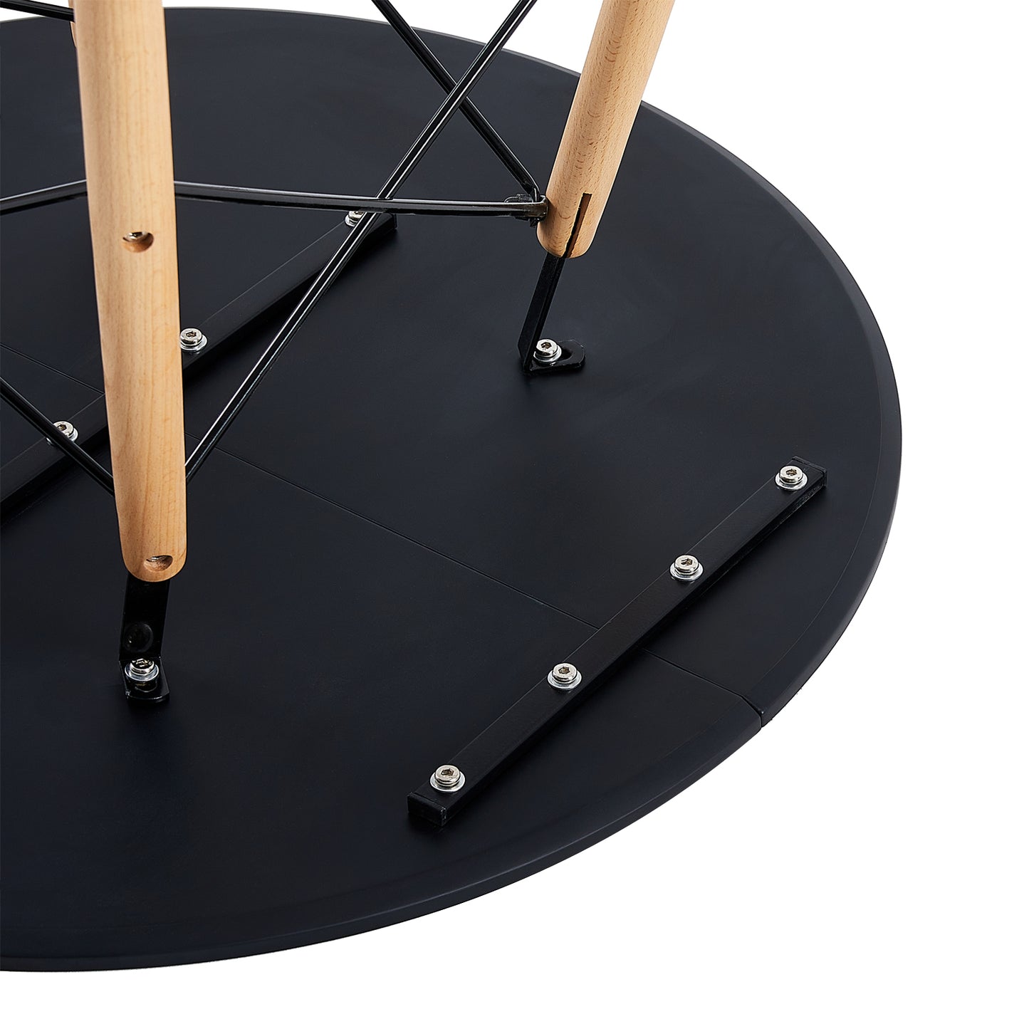 RAY 80cm Circle Splicing Dining Table With Beech Legs-Black