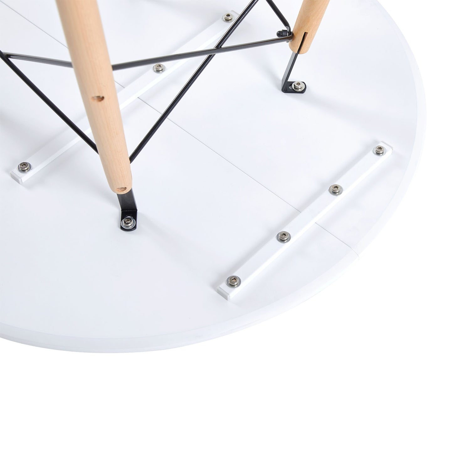 RAY 80cm Circle Splicing Dining Table With Beech Legs-White