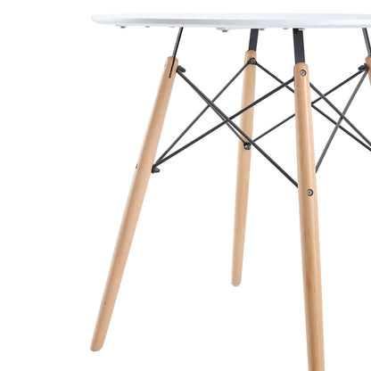 RAY 80cm Circle Splicing Dining Table With Beech Legs-White