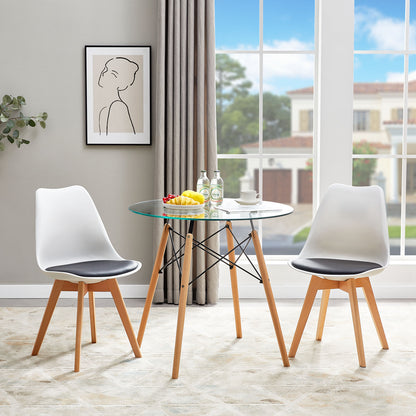 TULIP Dining Chair with Beech Legs - White/Black