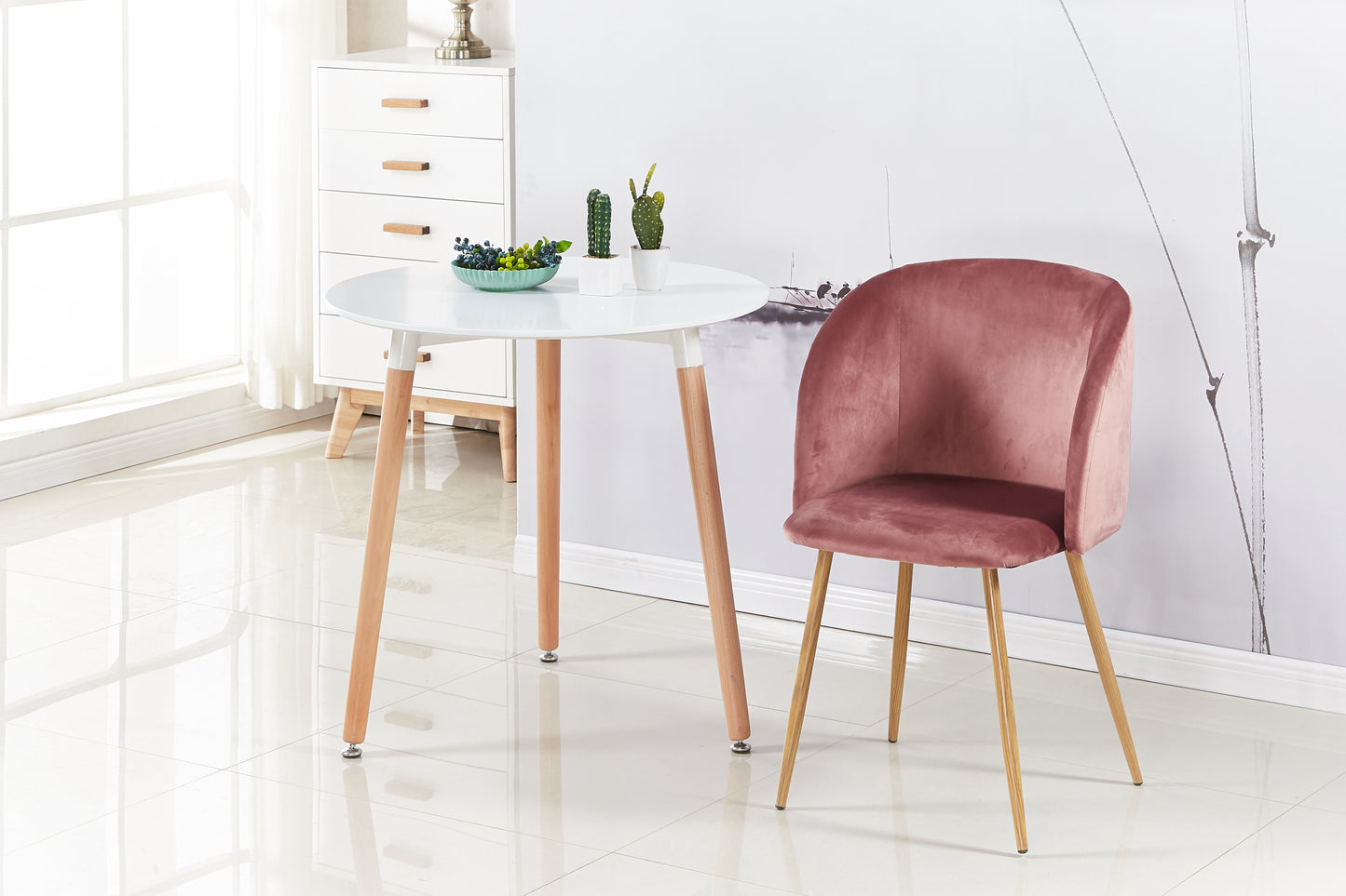 ALOE Velvet Iron Leg Chair-Pink