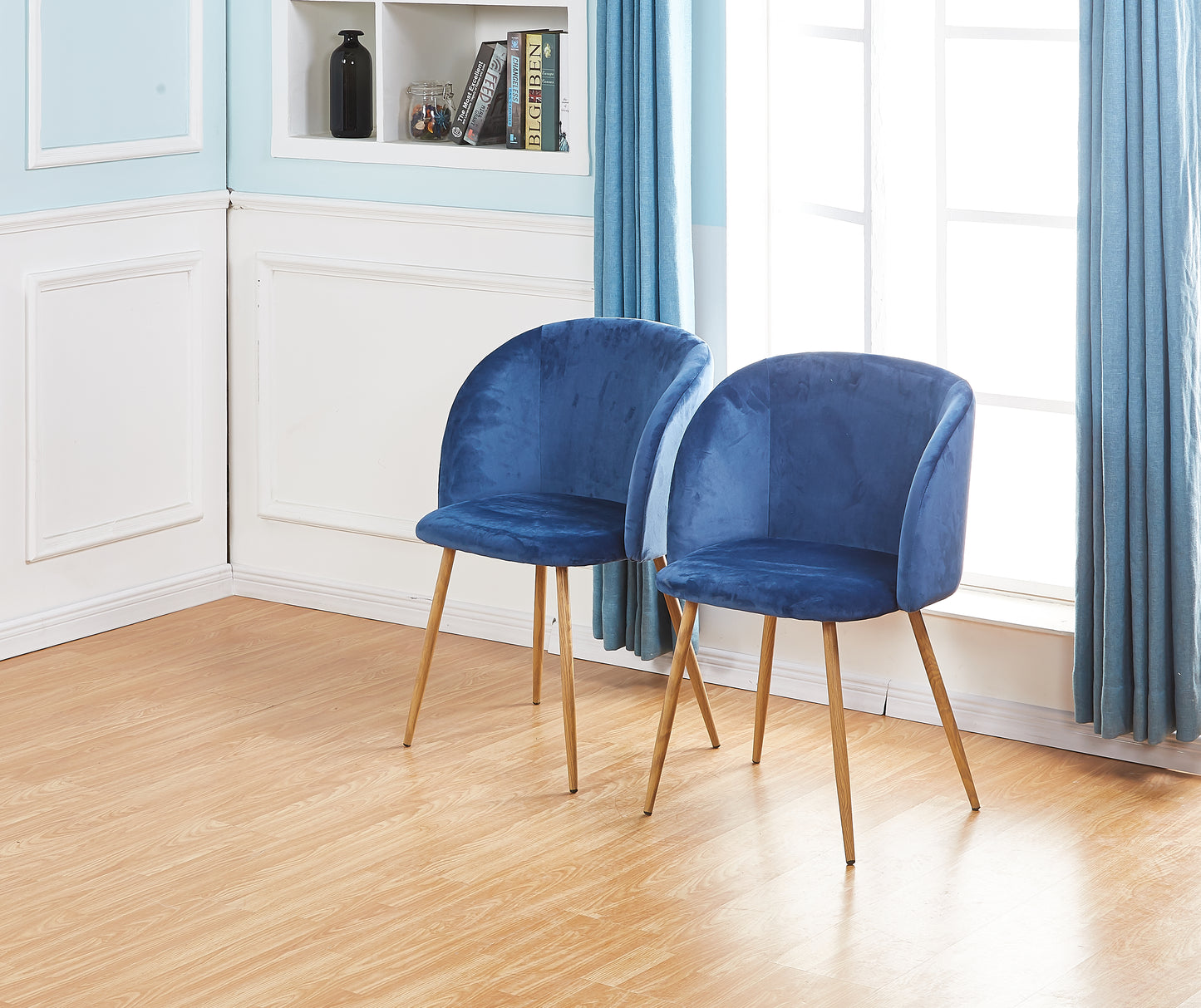 ALOE Velvet Iron Leg Chair-Blue