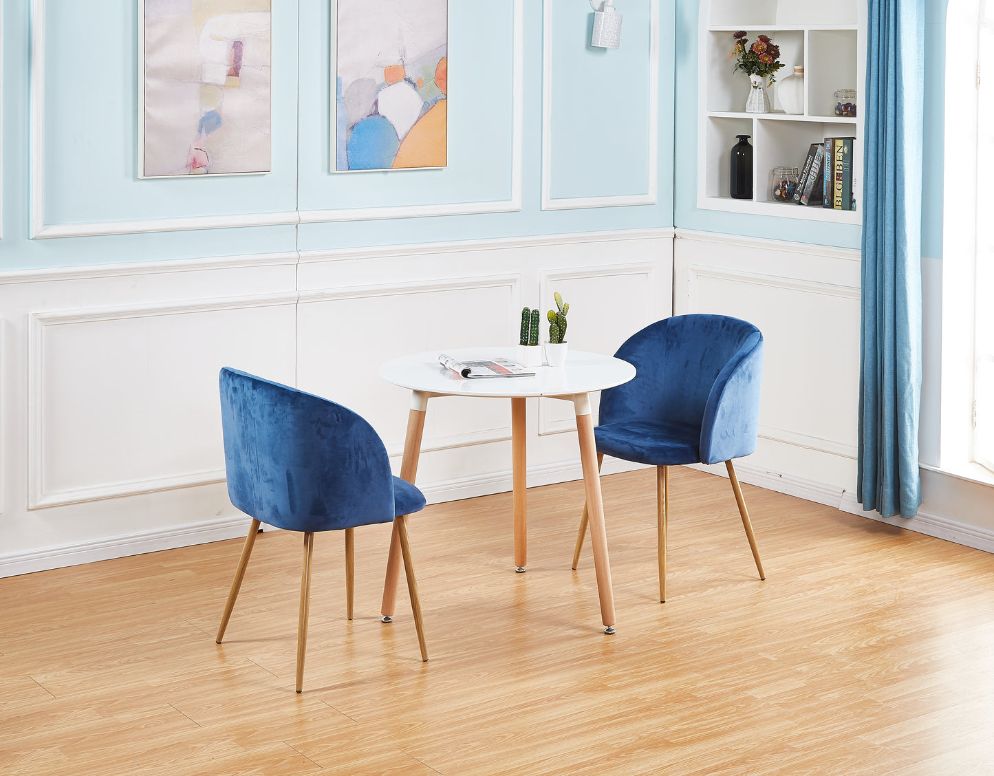 ALOE Velvet Iron Leg Chair-Blue