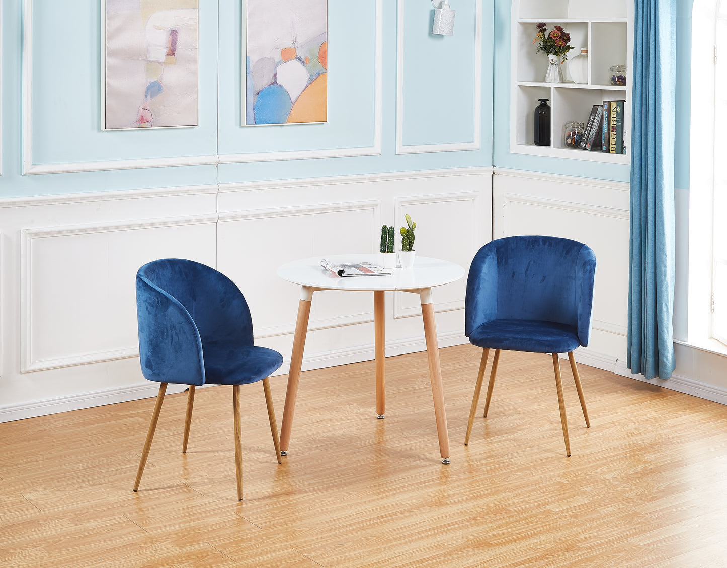 ALOE Velvet Iron Leg Chair-Blue