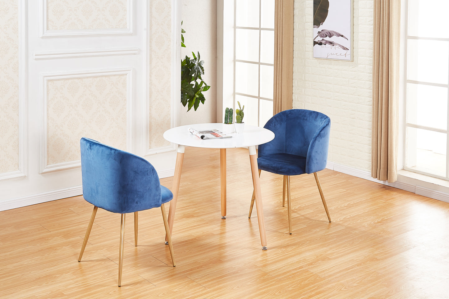 ALOE Velvet Iron Leg Chair-Blue