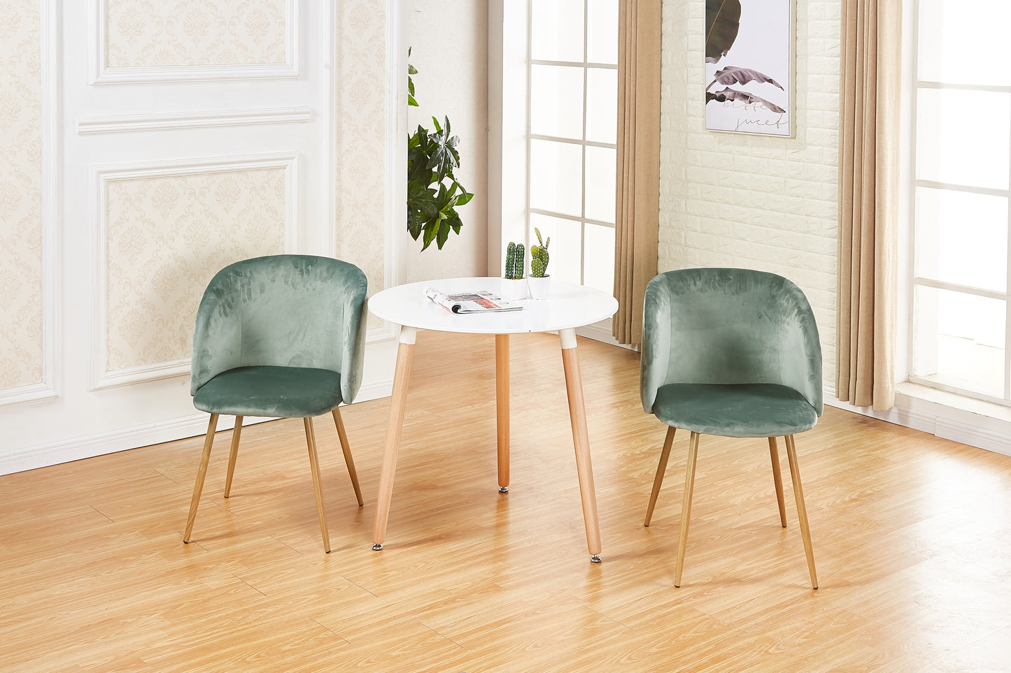 ALOE Velvet Iron Leg Chair-Cactus Color