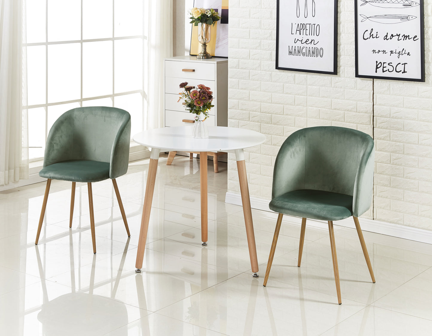 ALOE Velvet Iron Leg Chair-Cactus Color