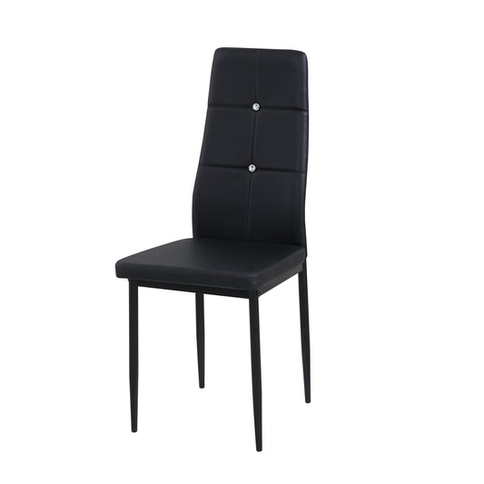 ANN-CIRCLE Upholstered Dining Chair with Iron Legs - Black