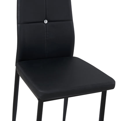 ANN-CIRCLE Upholstered Dining Chair with Iron Legs - Black