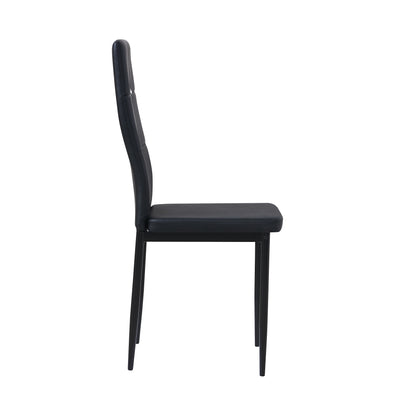 ANN-CIRCLE Upholstered Dining Chair with Iron Legs - Black