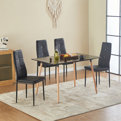 ANN-CIRCLE Upholstered Dining Chair with Iron Legs - Black