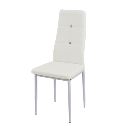 ANN-CIRCLE Upholstered Dining Chair with Iron Legs - White