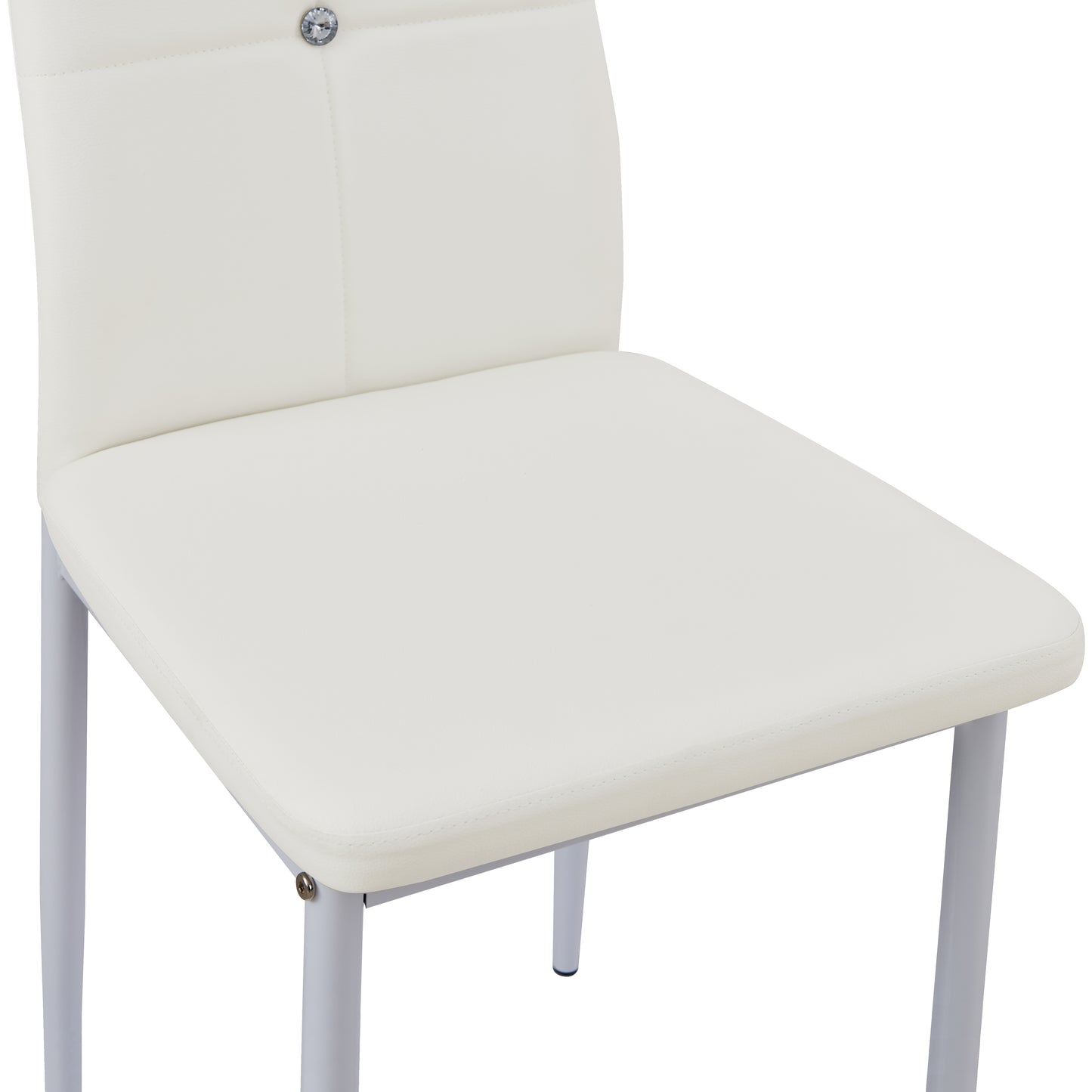 ANN-CIRCLE Upholstered Dining Chair with Iron Legs - White