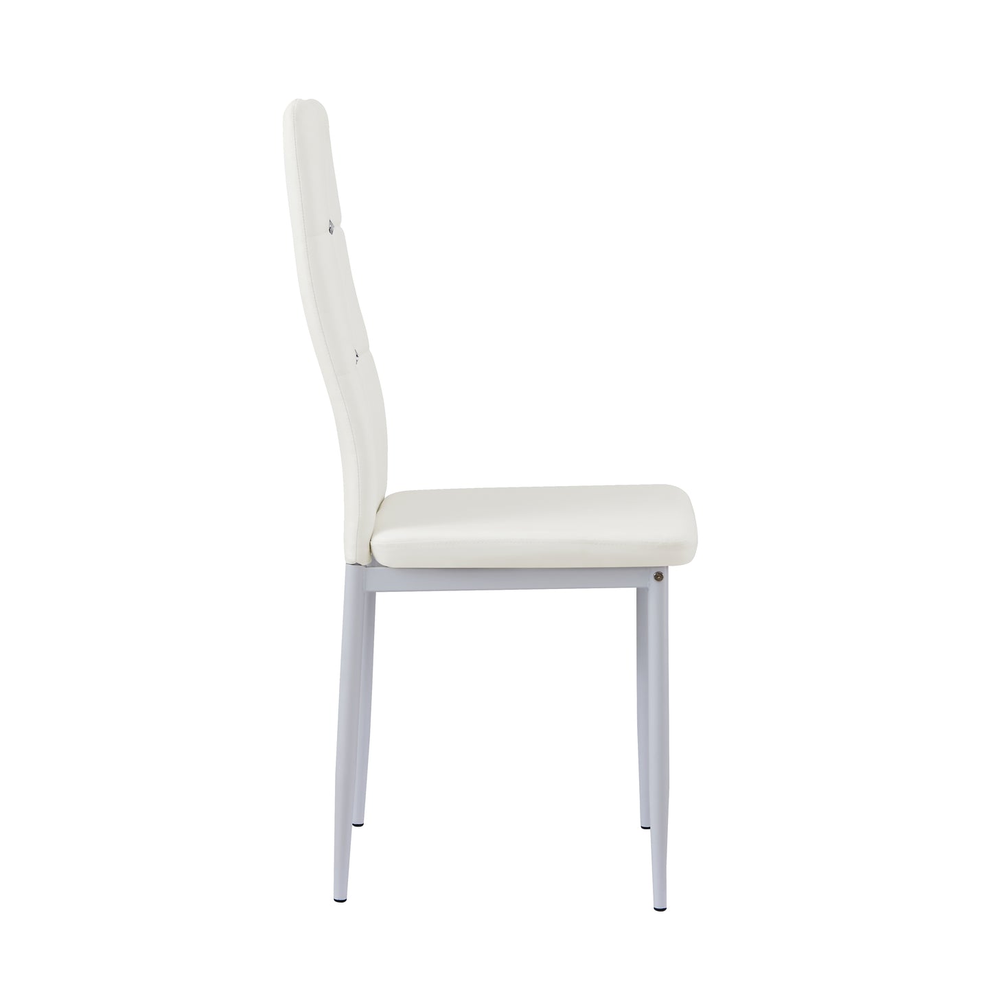 ANN-CIRCLE Upholstered Dining Chair with Iron Legs - White