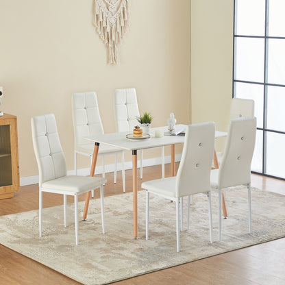 ANN-CIRCLE Upholstered Dining Chair with Iron Legs - White