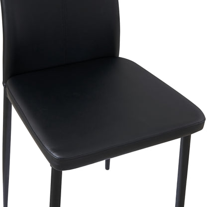 ANN-HANDLE Upholstered Dining Chair with Iron Legs - Black