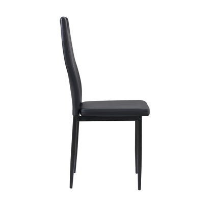 ANN-HANDLE Upholstered Dining Chair with Iron Legs - Black