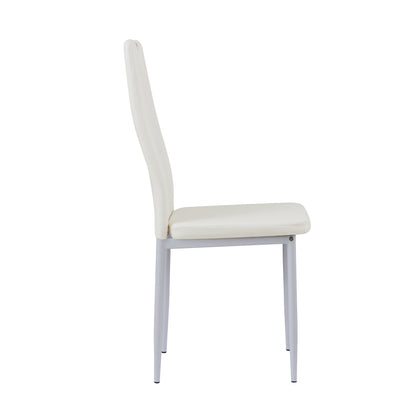 ANN-HANDLE Upholstered Dining Chair with Iron Legs - White