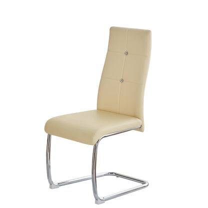 ANN-CIRCLE Upholstered Dining Chair with Arched Iron Legs - Beige