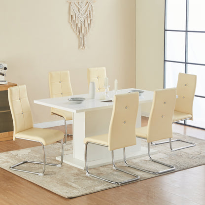 ANN-CIRCLE Upholstered Dining Chair with Arched Iron Legs - Beige