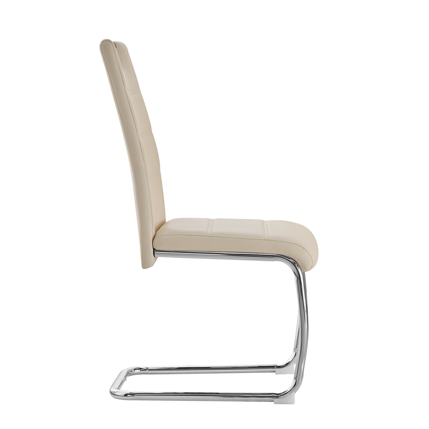 ANN-HANDLE Upholstered Dining Chair with Arched Iron Legs - Beige