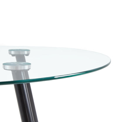 CHICO 80cm Circle Glass Dining Table With Iron Legs-Clear