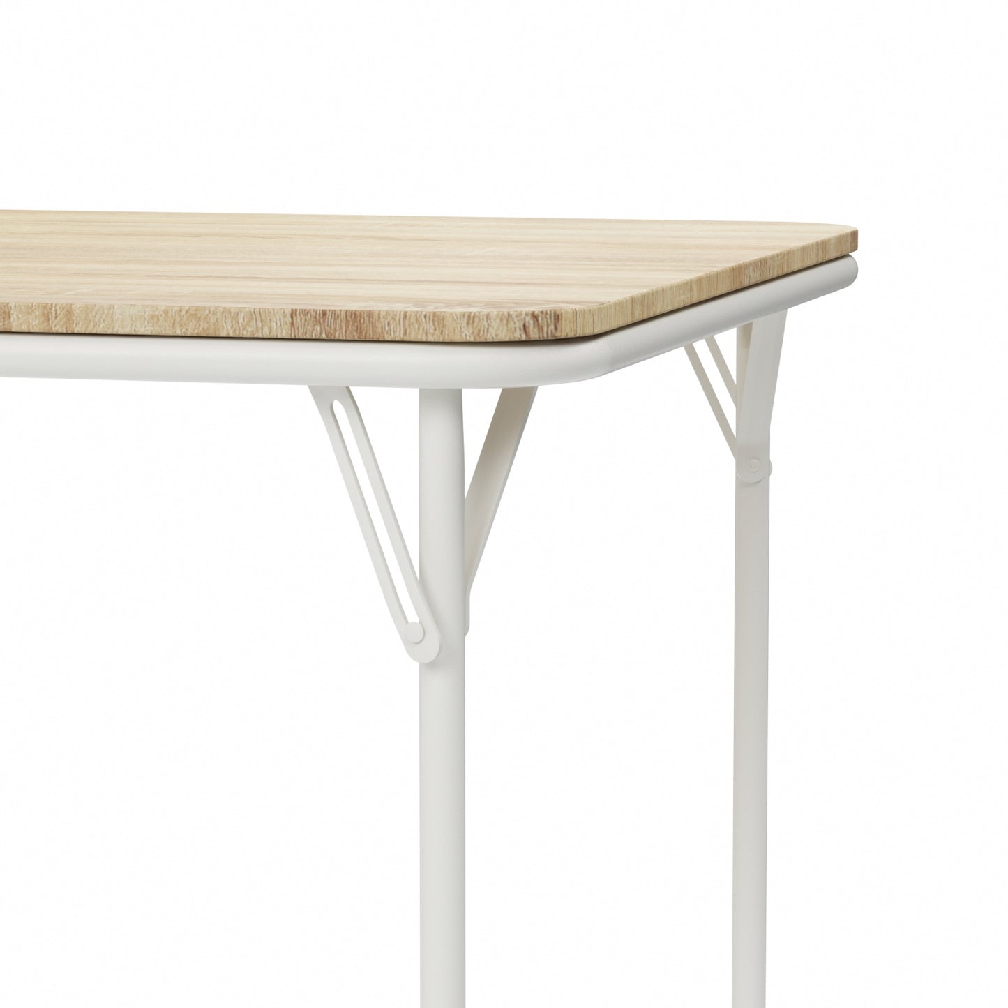 FERN 109cm Dining Table With White Iron Legs-Light Oak Grain