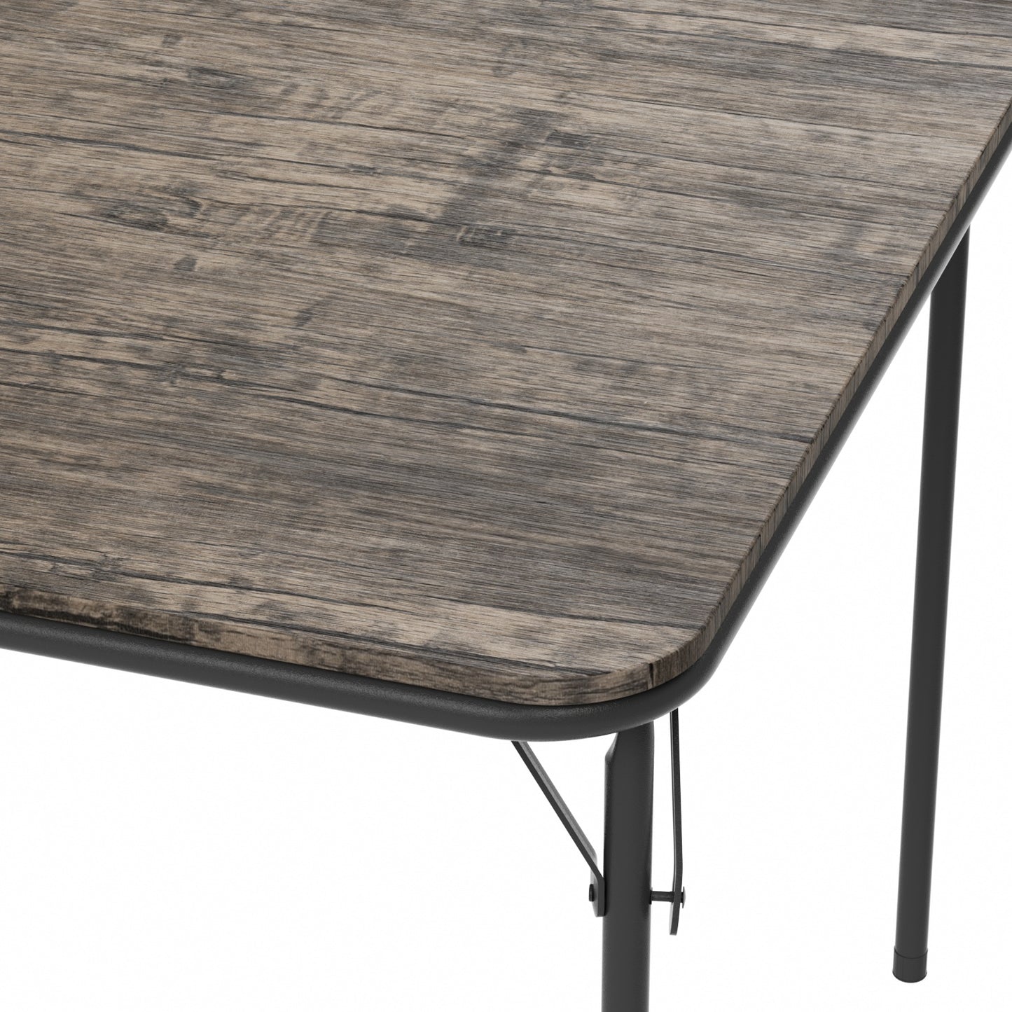 FERN 86cm Dining Table With Black Iron Legs-Dark Wood Grain