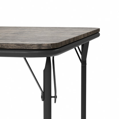 FERN 86cm Dining Table With Black Iron Legs-Dark Wood Grain