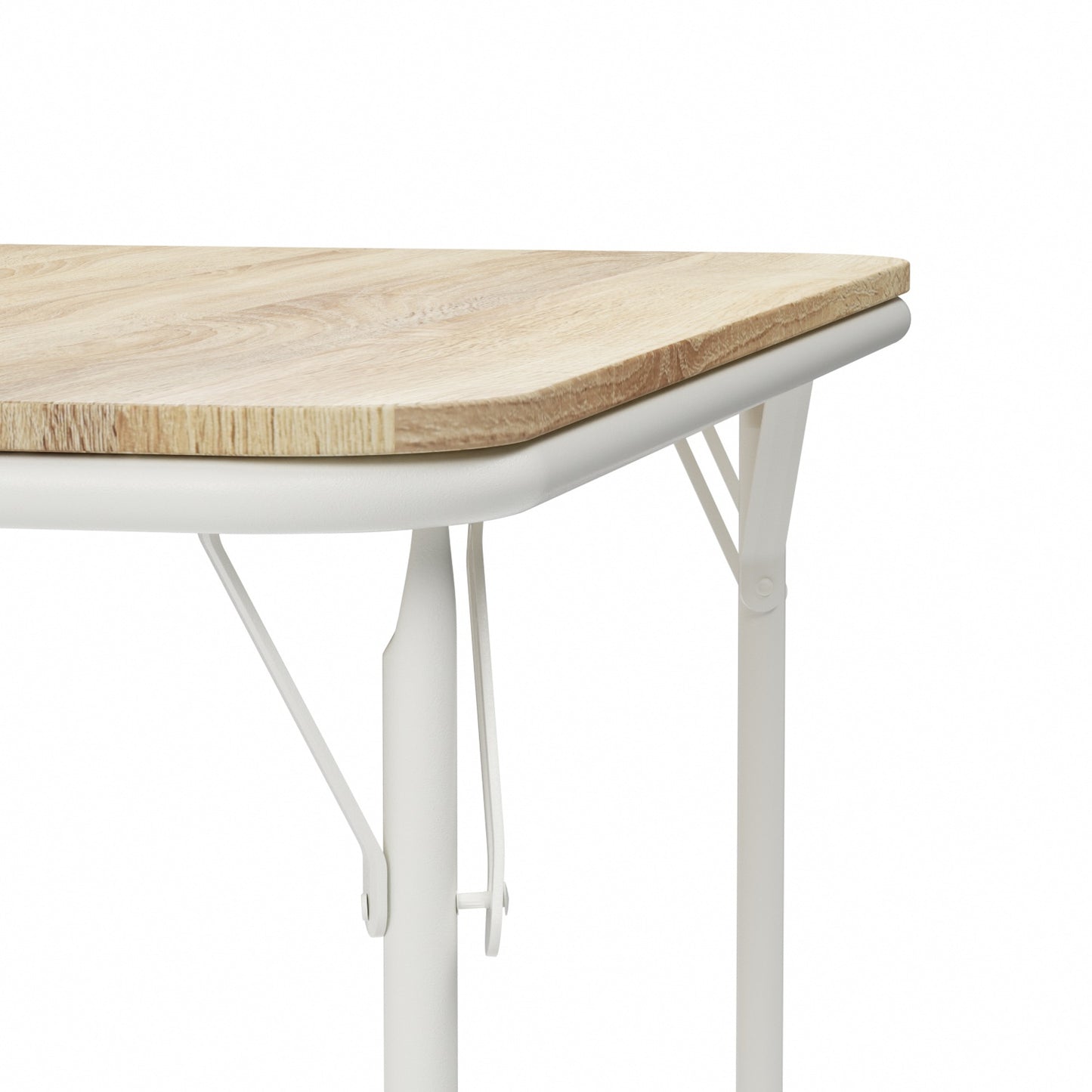 FERN 86cm Dining Table With White Iron Legs-Light Oak Grain