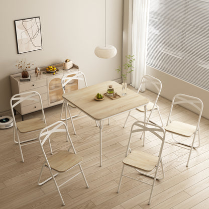 FERN 86cm Dining Table With White Iron Legs-Light Oak Grain