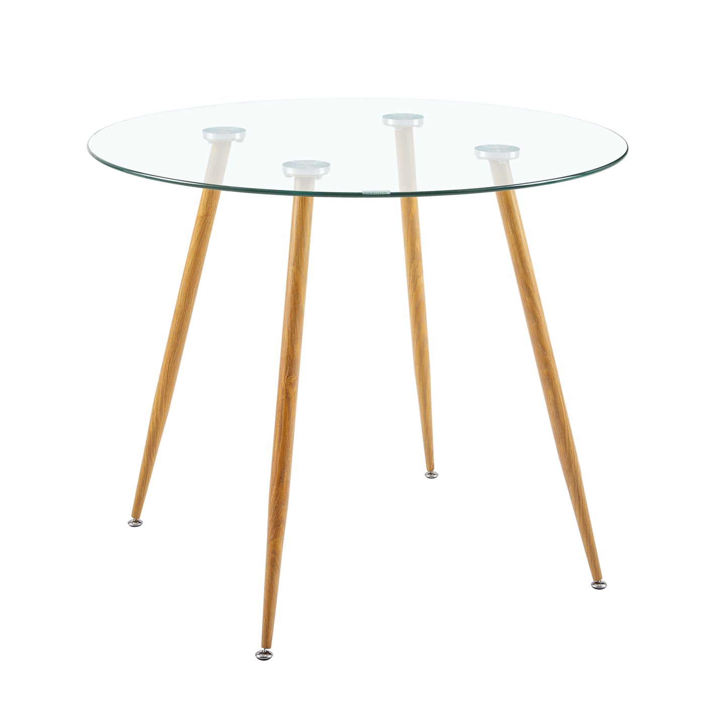 HAM 90cm Circle Glass Dining Table With Iron Legs-Clear