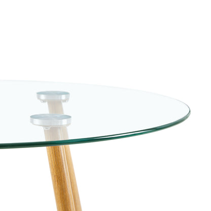 HAM 90cm Circle Glass Dining Table With Iron Legs-Clear