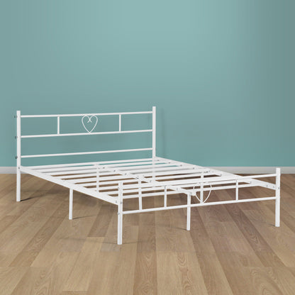 HEART Double Metal Bed 141*197cm - White