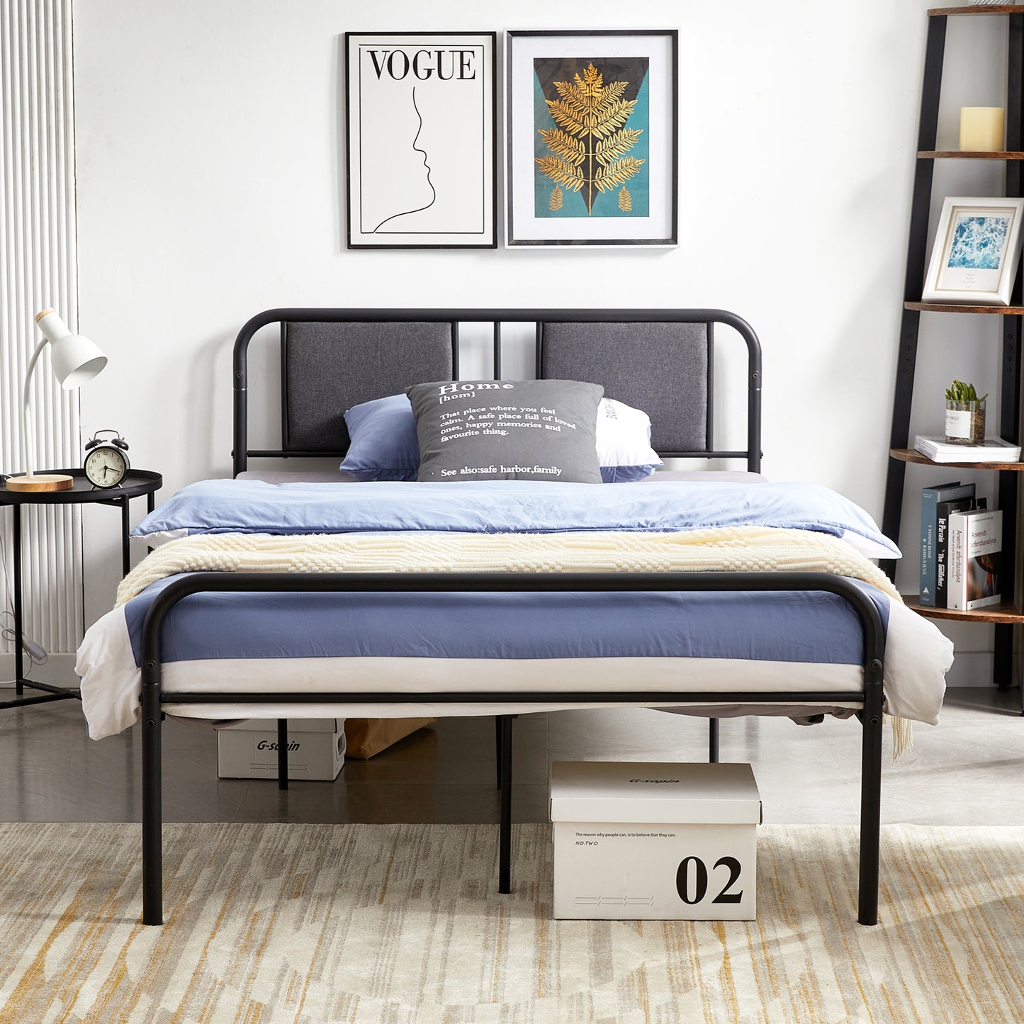 HELP Small Double Metal Bed 123*196.4cm - Black