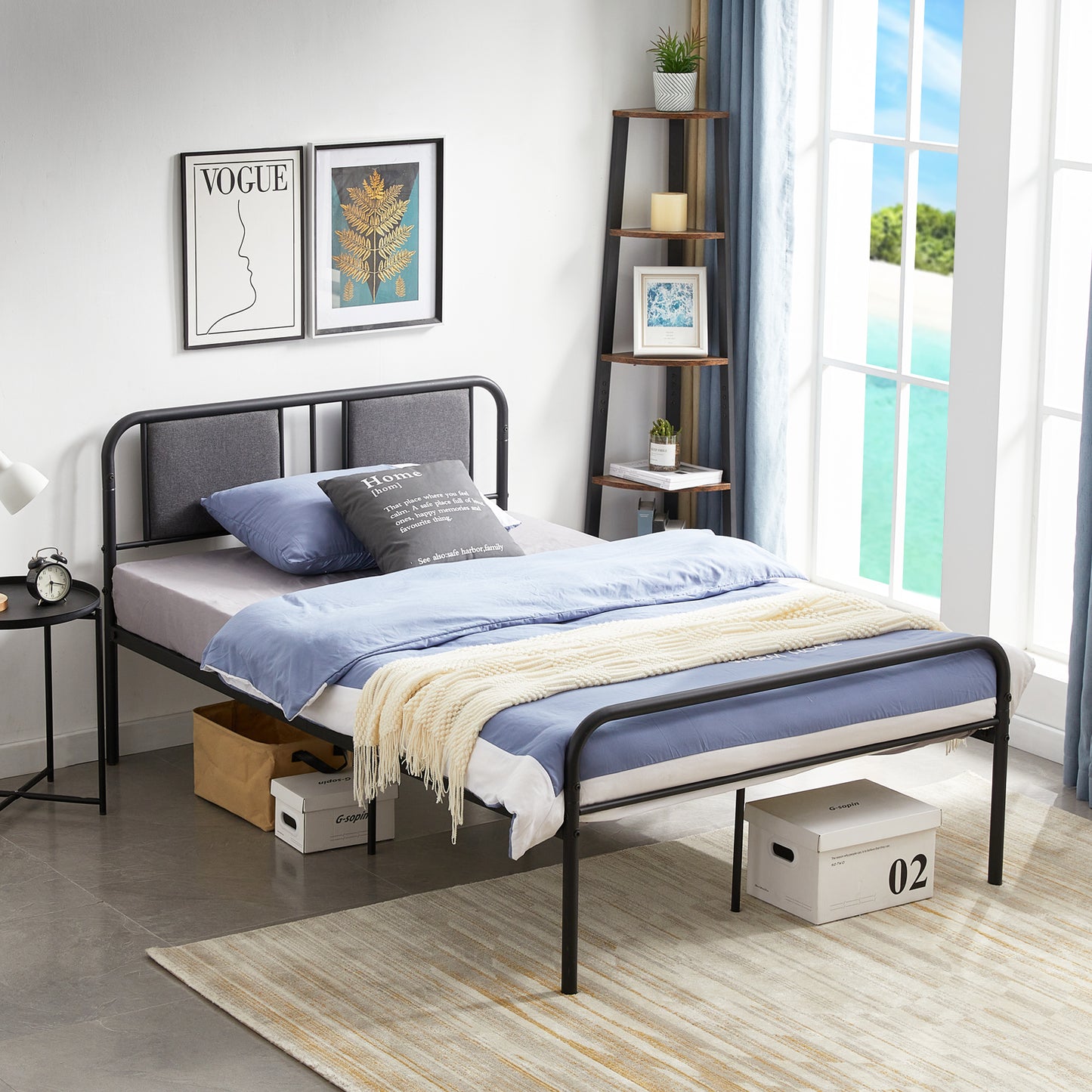 HELP Small Double Metal Bed 123*196.4cm - Black