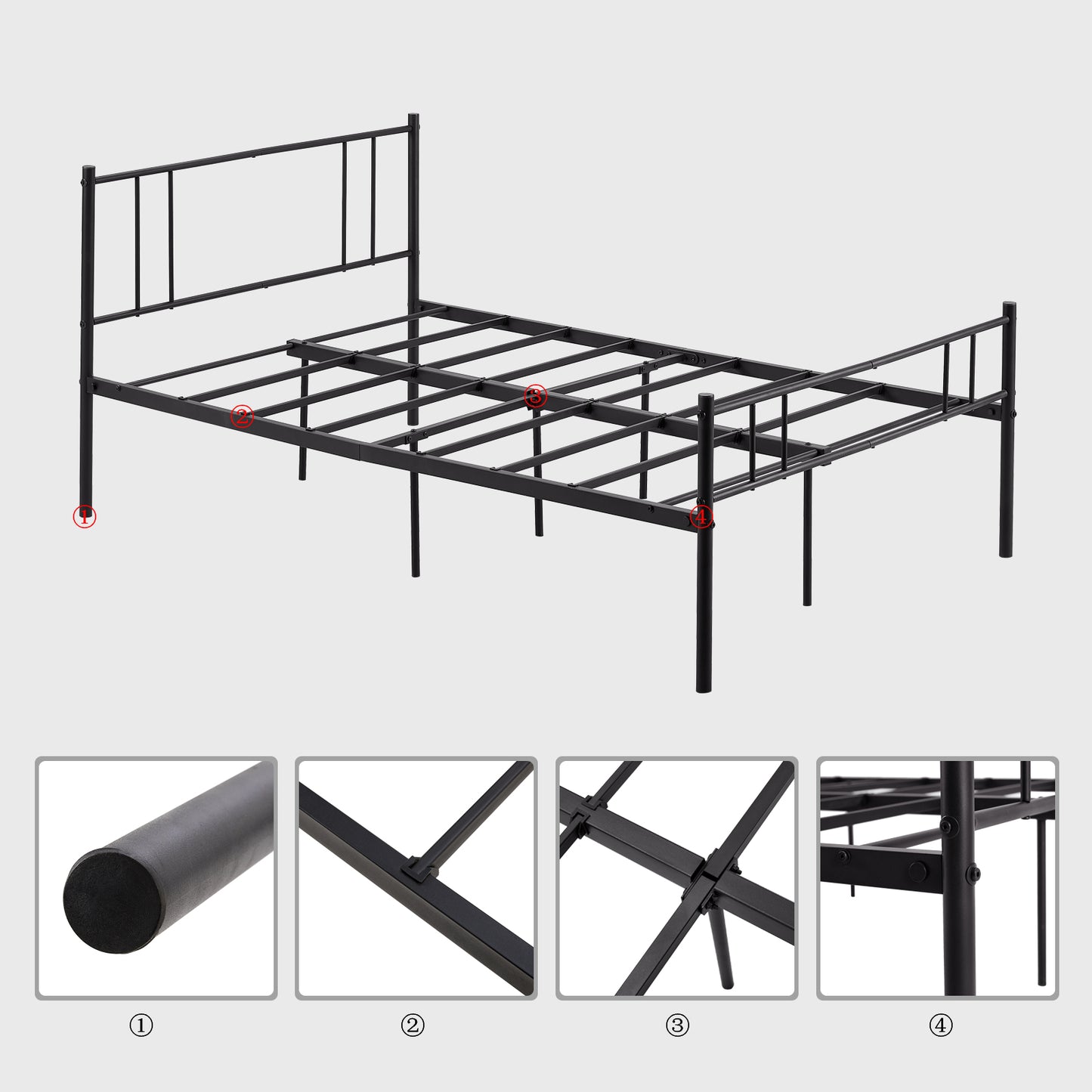 LOCARNO Small Double Metal Bed 123*197cm - Black