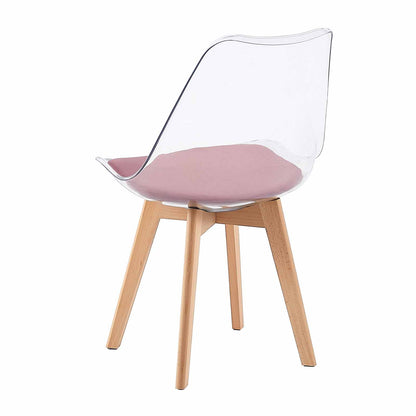 TULIP Dining Chair with Clear Back-Pink Velvet