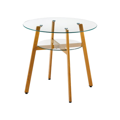 MASSA 80cm Circle Glass Dining Table With Iron Legs-Clear