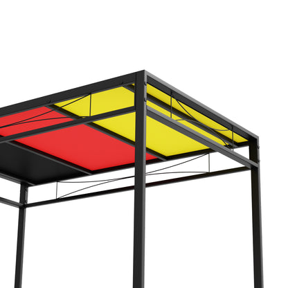 NABERY 110cm Two Styles Dining Table With Iron Legs-Black Red Yellow Blue White