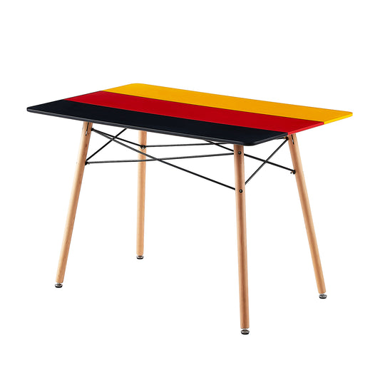 PANSY 110cm Dining Table With Beech Legs-Black Red Yellow