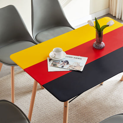 PANSY 110cm Dining Table With Beech Legs-Black Red Yellow