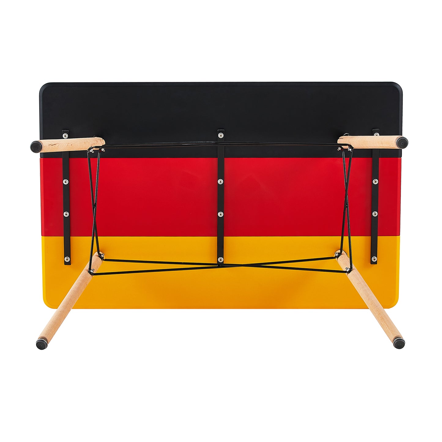 PANSY 110cm Dining Table With Beech Legs-Black Red Yellow