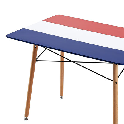 PANSY 110cm Dining Table With Beech Legs-Red White Blue