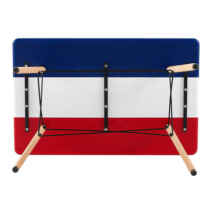 PANSY 110cm Dining Table With Beech Legs-Red White Blue