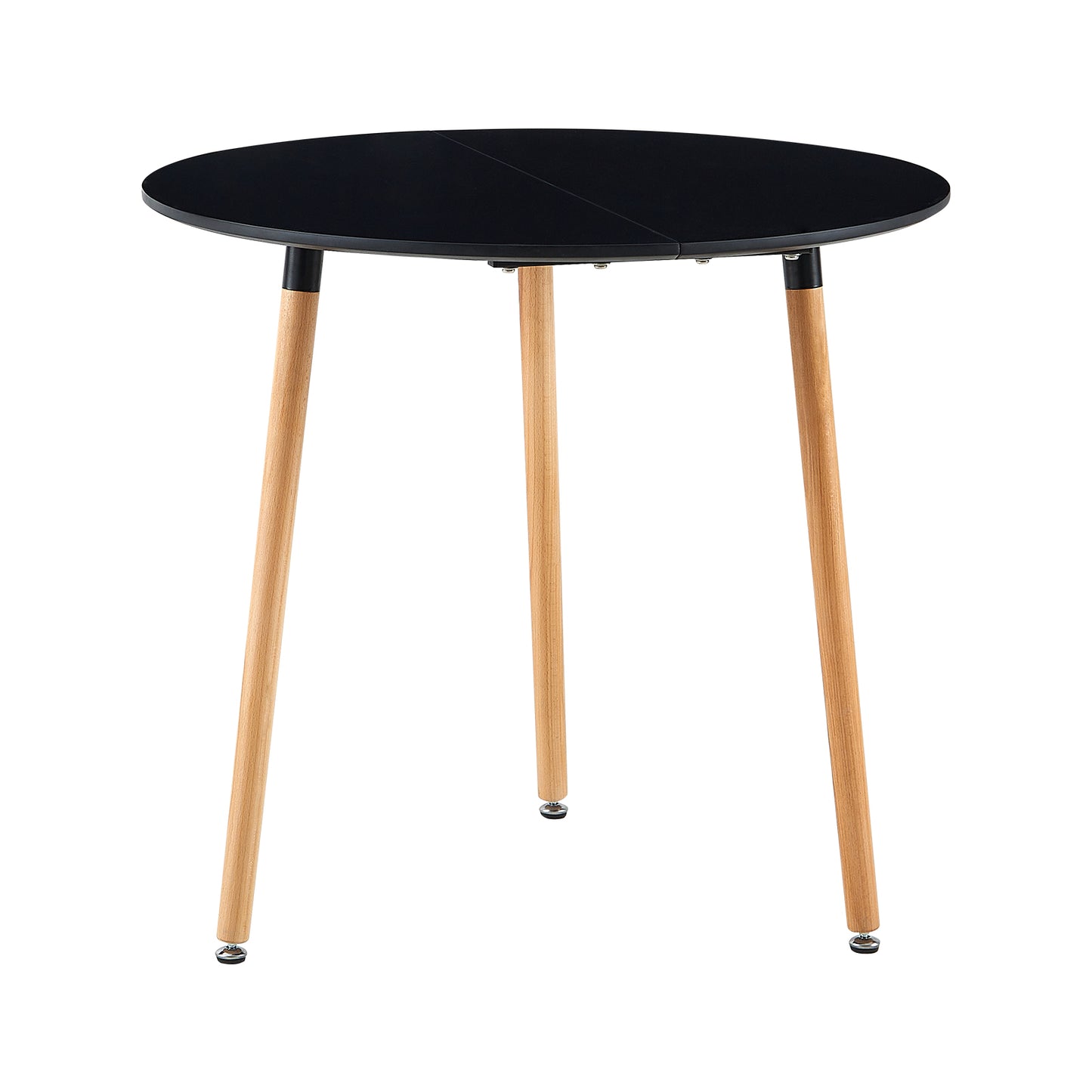 PEA 80cm Circle Dining Table With Three Beech Legs-Black