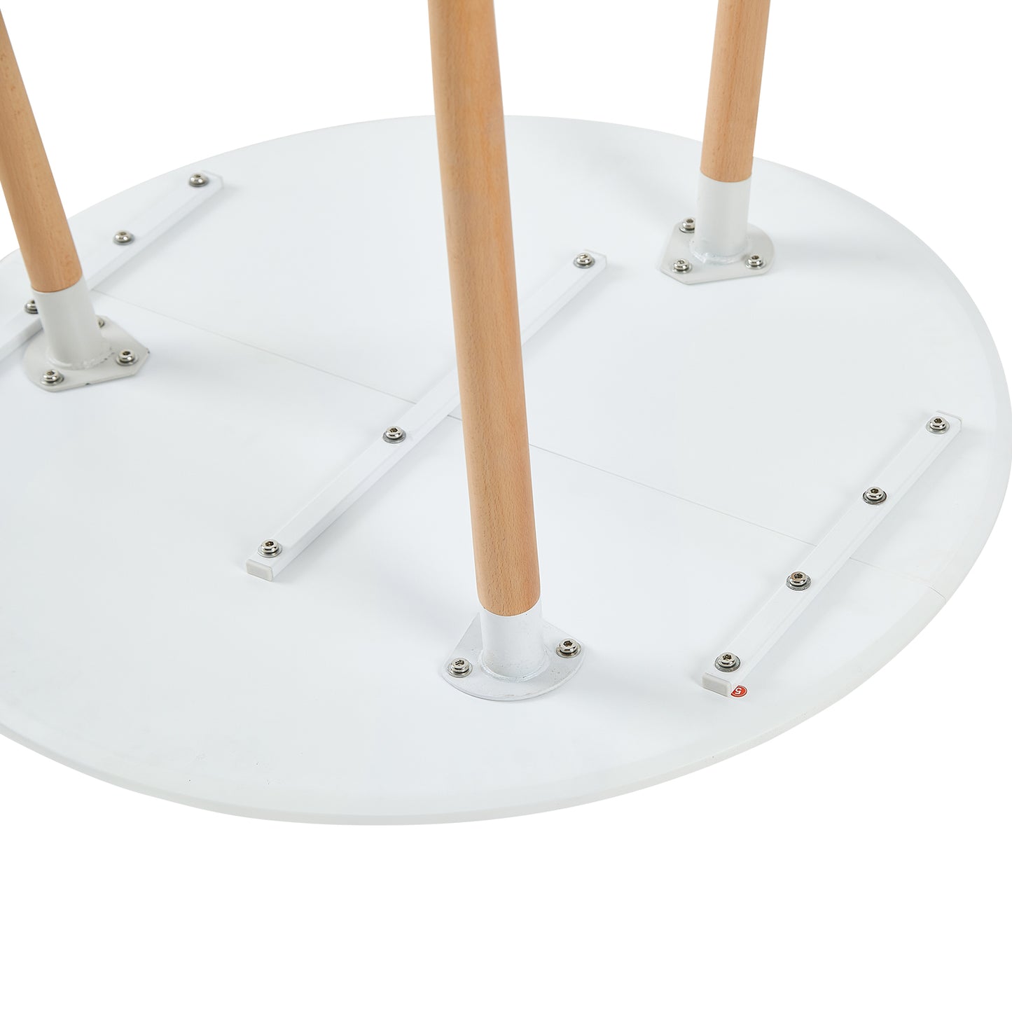 PEA 80cm Circle Dining Table With Three Beech Legs-White