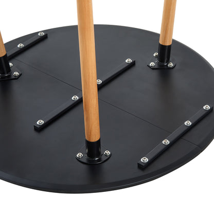 PEA 80cm Circle Dining Table With Three Beech Legs-Black